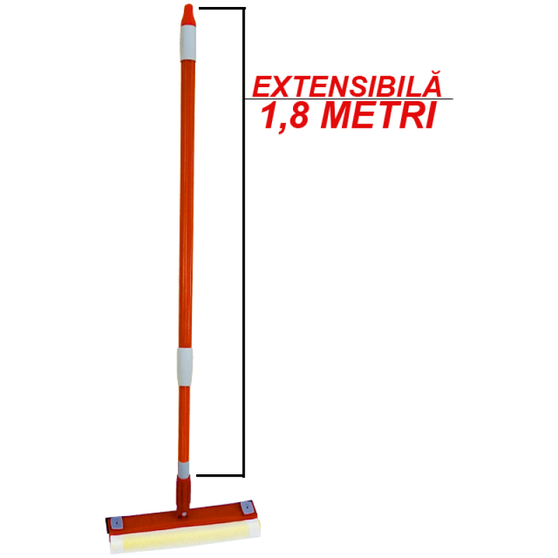 Stergator de geam multifunctional cu lamela din cauciuc, burete si maner telescopic 1.8 M